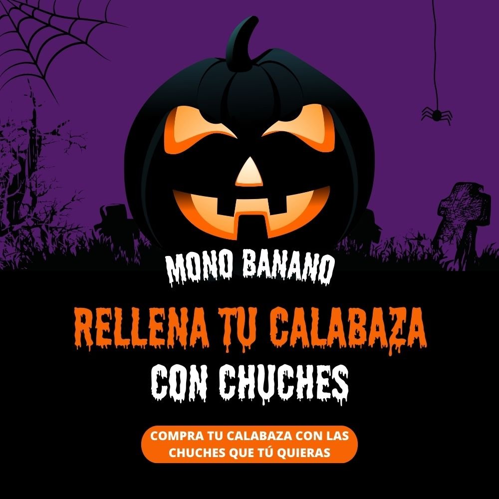 Calabaza de Halloween Personalizada de Golosinas - Mono Banano